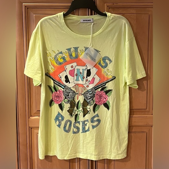 NWOT Daydreamer Guns N' Roses Cards Boyfriend Tee Shirt - Picture 8 of 16